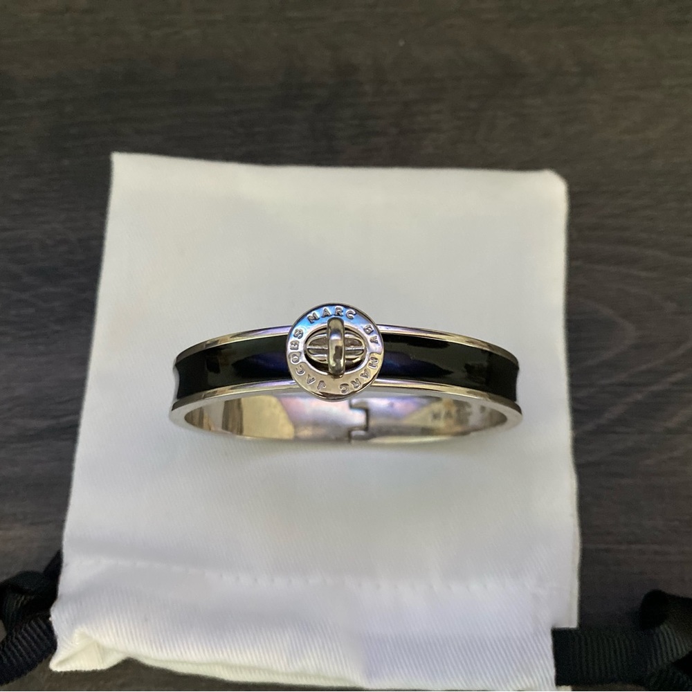 71. MARC JACOBS Black & Silver hinge bangle bracelet {$220}